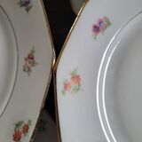Set of 8 porcelain plates with twelve cut sides - floral decoration and