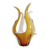 Mid-Century Modern Murano Glass Vase, Amber & Opal, Italy, 1960s