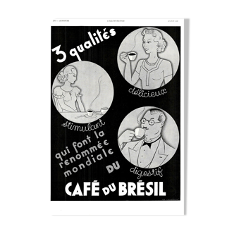 Affiche vintage années 30 Café du Brésil