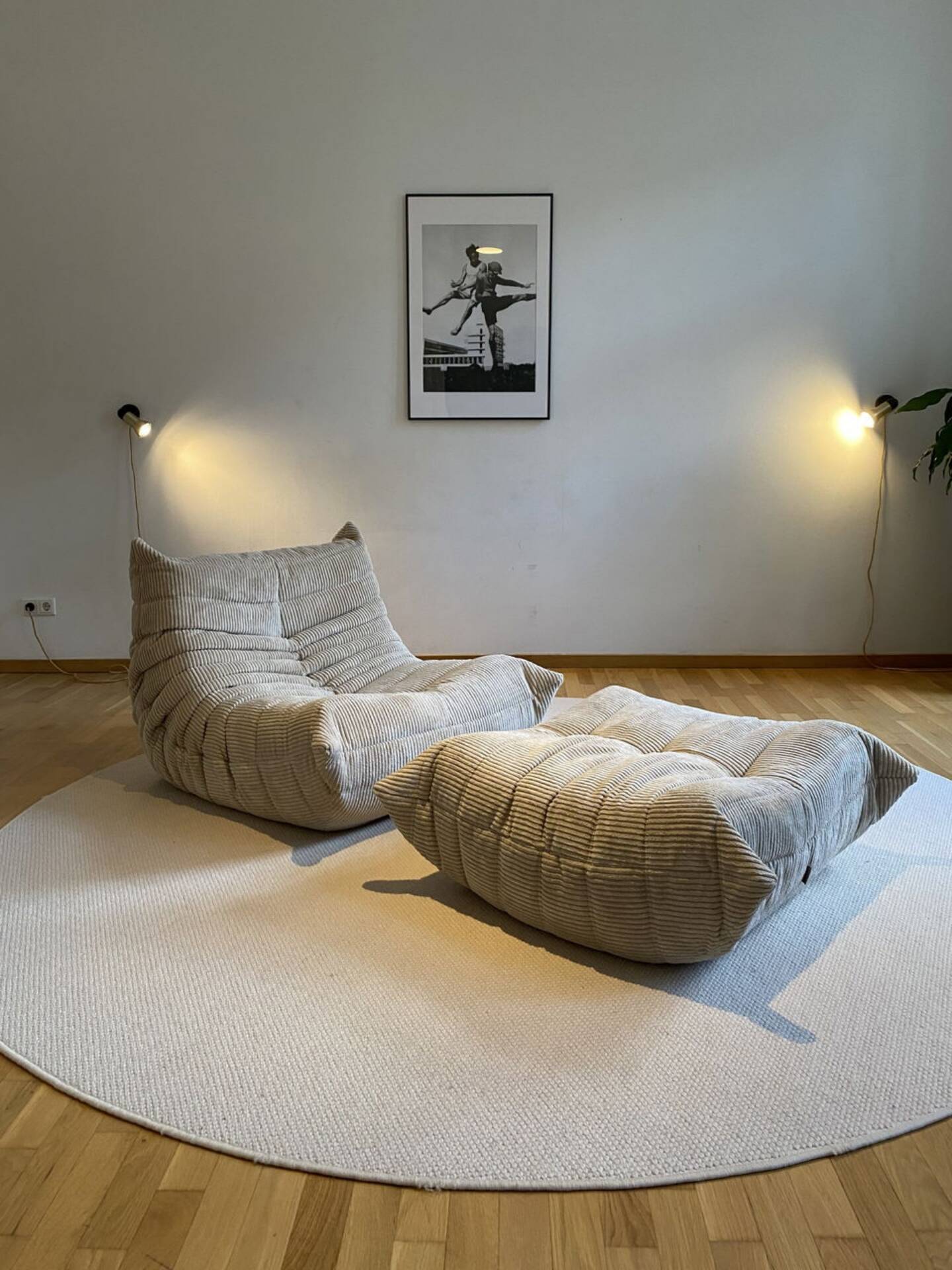 Ligne roset – ensemble togo 4 pièces – velours côtelé beige