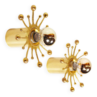Set (2) of brass 'sputnik' wall lights by Nipro, Norway 1970s