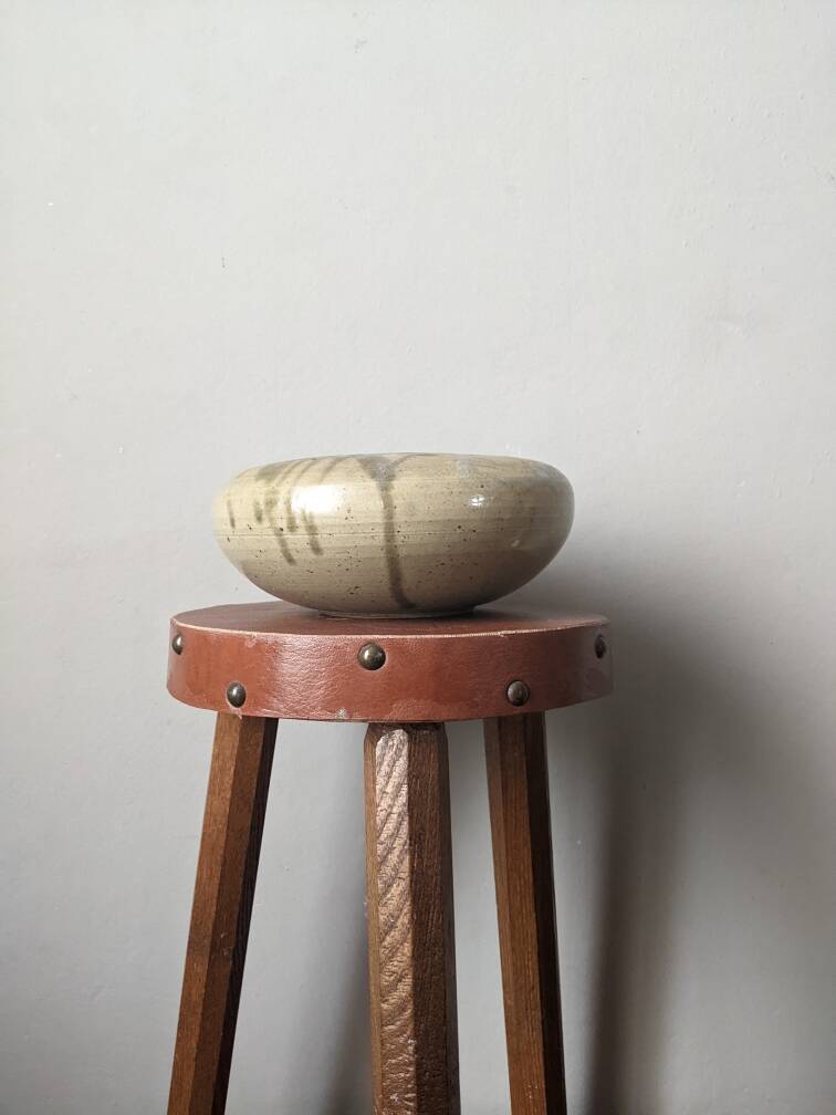 Handmade ceramic vase or empty pocket, Japanese design, Japandi stoneware