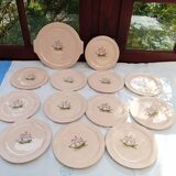 Set of 12 dessert plates and Longwy dish