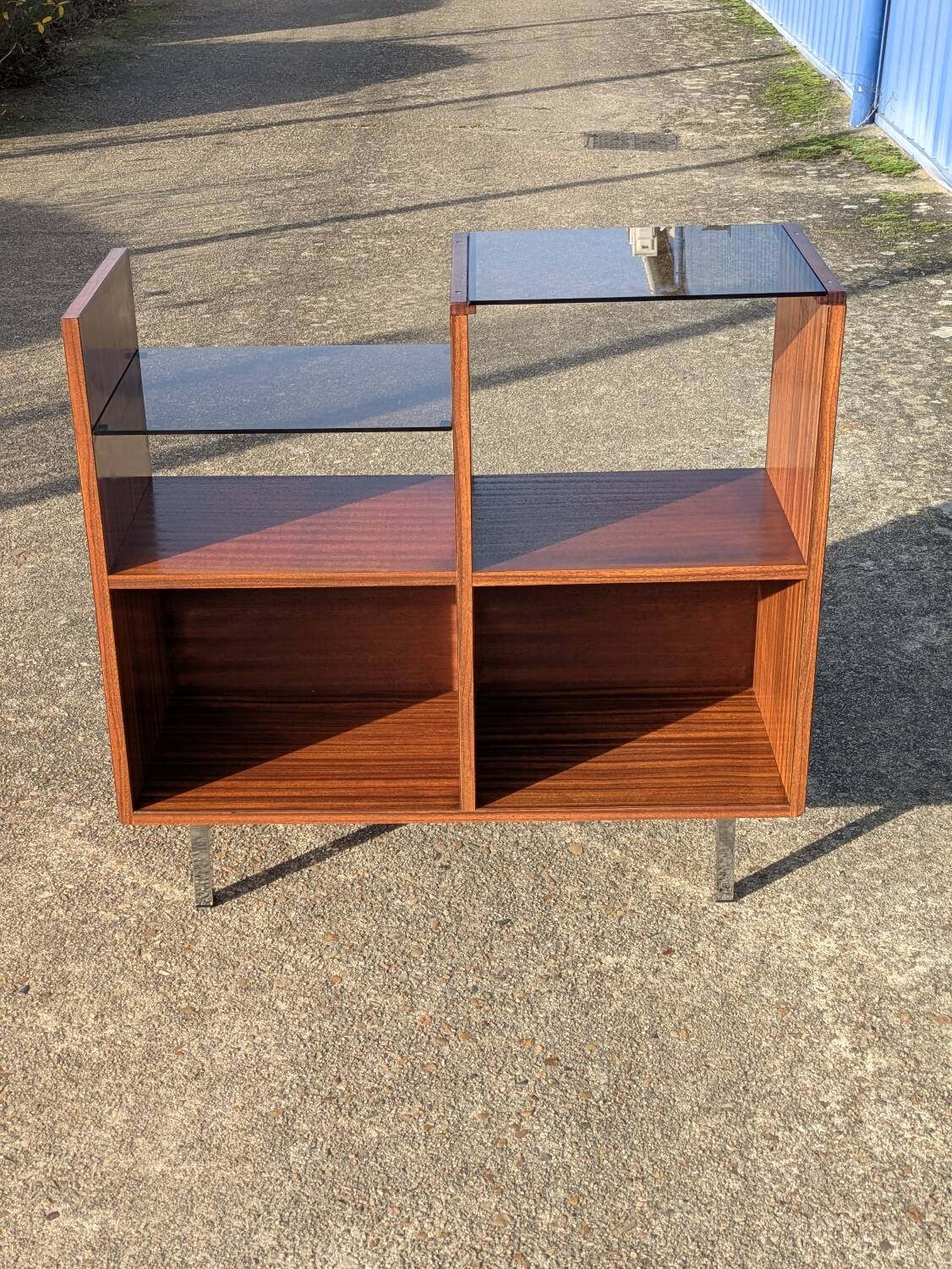 Meuble rangement Hi-Fi vinyles moderniste vintage 1960