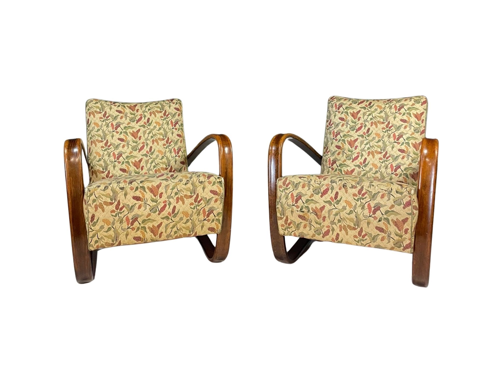 Paire de chaises longues H269 de Jindřich Halabala, années 1930
