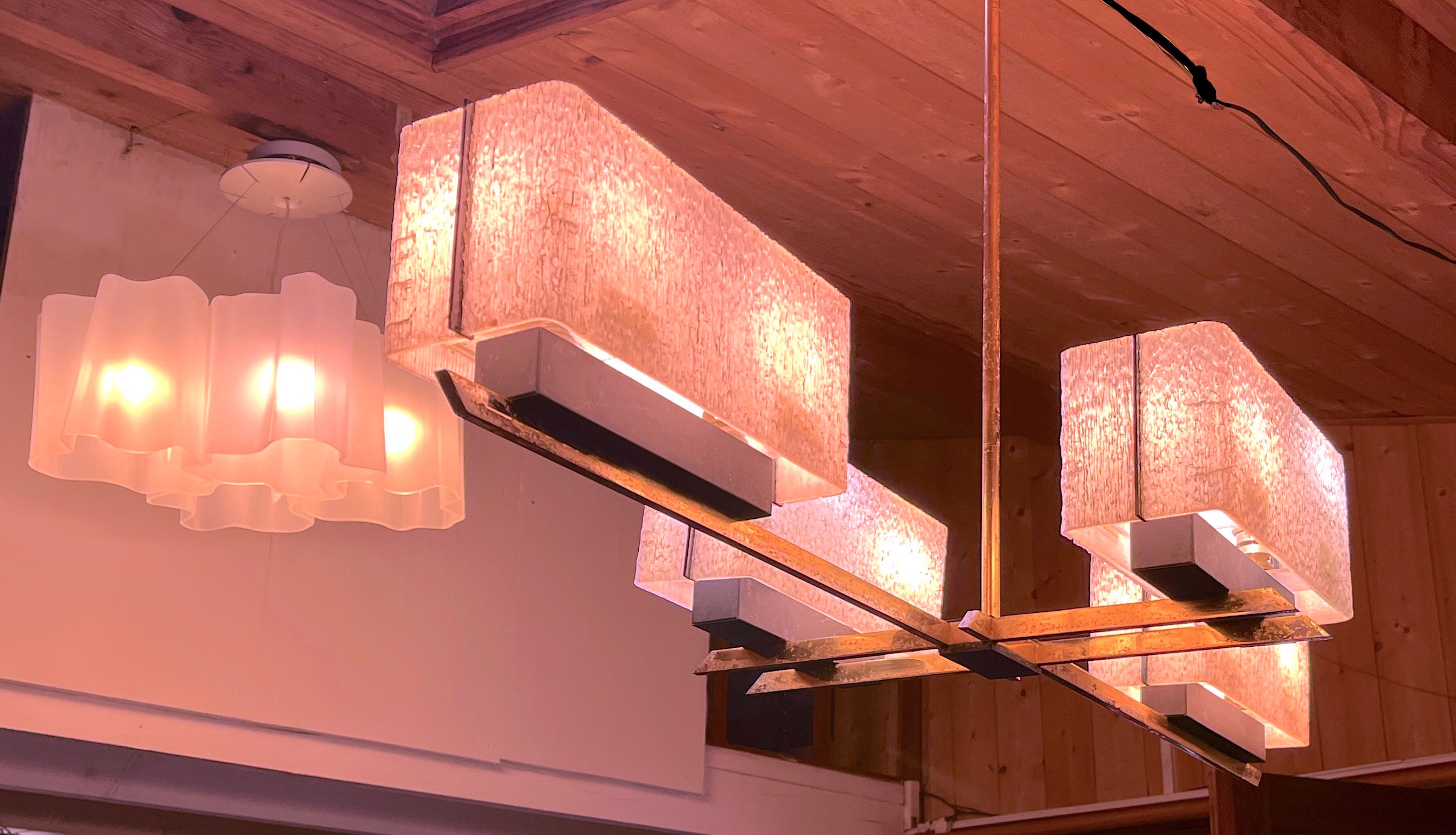 Maison Arlus, brass chandelier model "mad-men", mid-century France