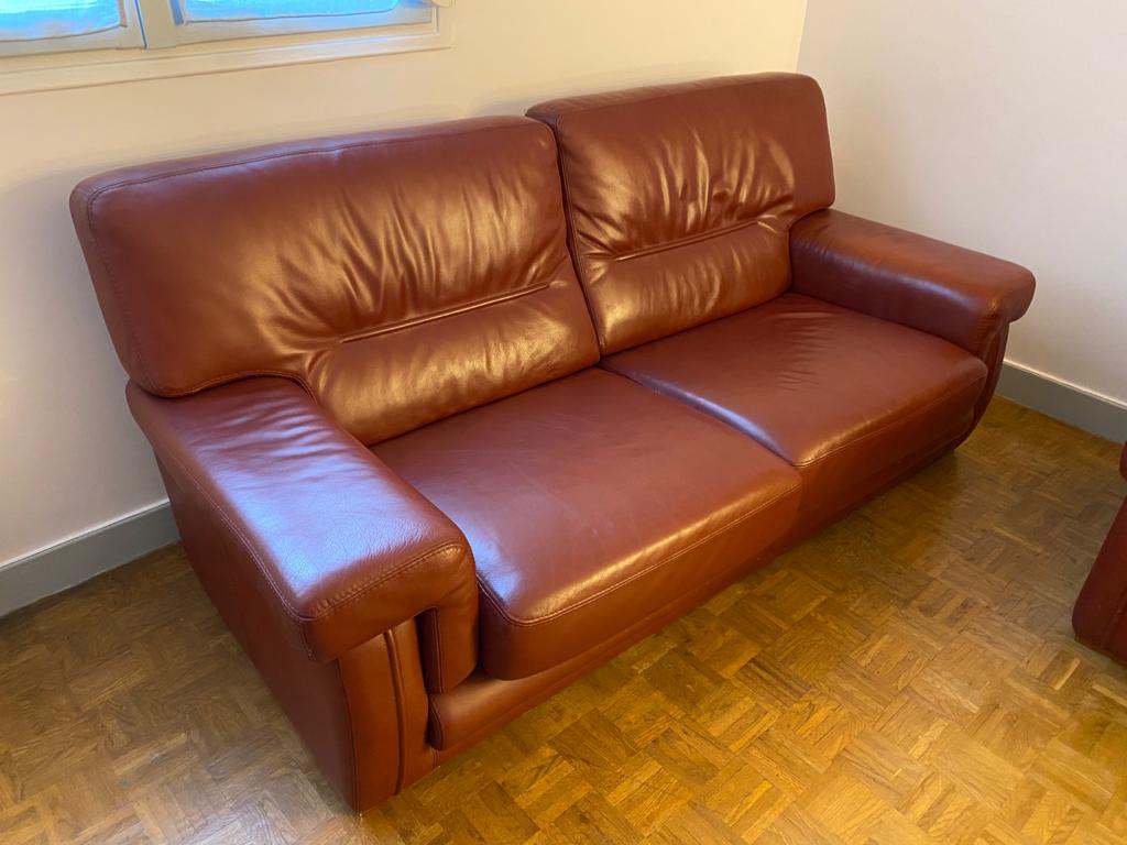 Full-flower 3-seater leather sofa