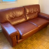 Full-flower 3-seater leather sofa