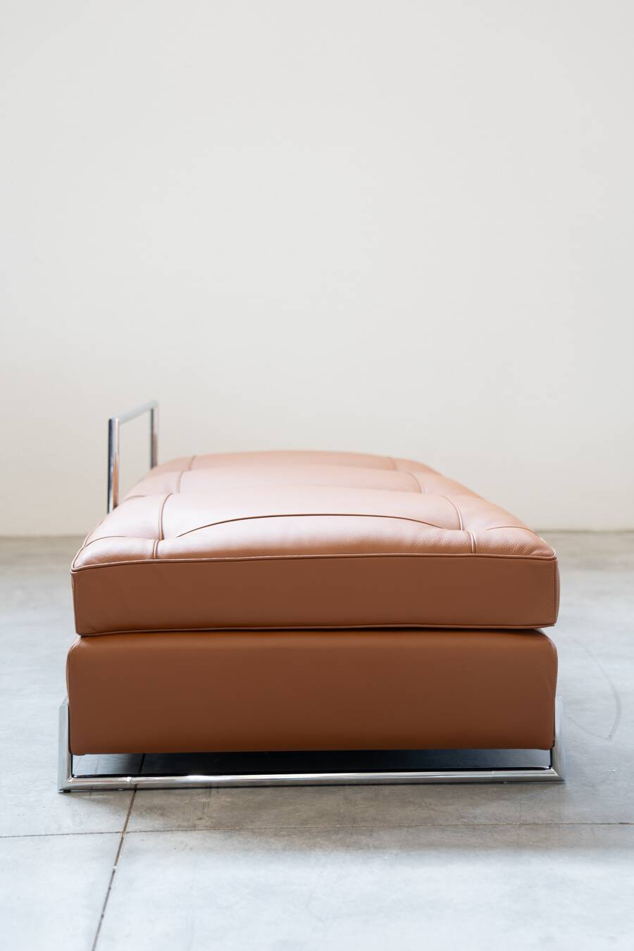 Cognac leather sofa bed, handmade by Eileen Gray, 1980/1990