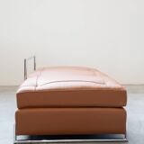Cognac leather sofa bed, handmade by Eileen Gray, 1980/1990