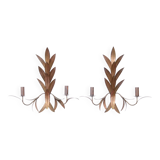 Paire d'appliques " feuilles " en laiton, années 70