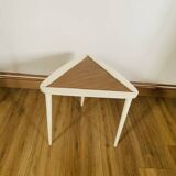 table basse tripode blanche et bois Arthur Umanoff