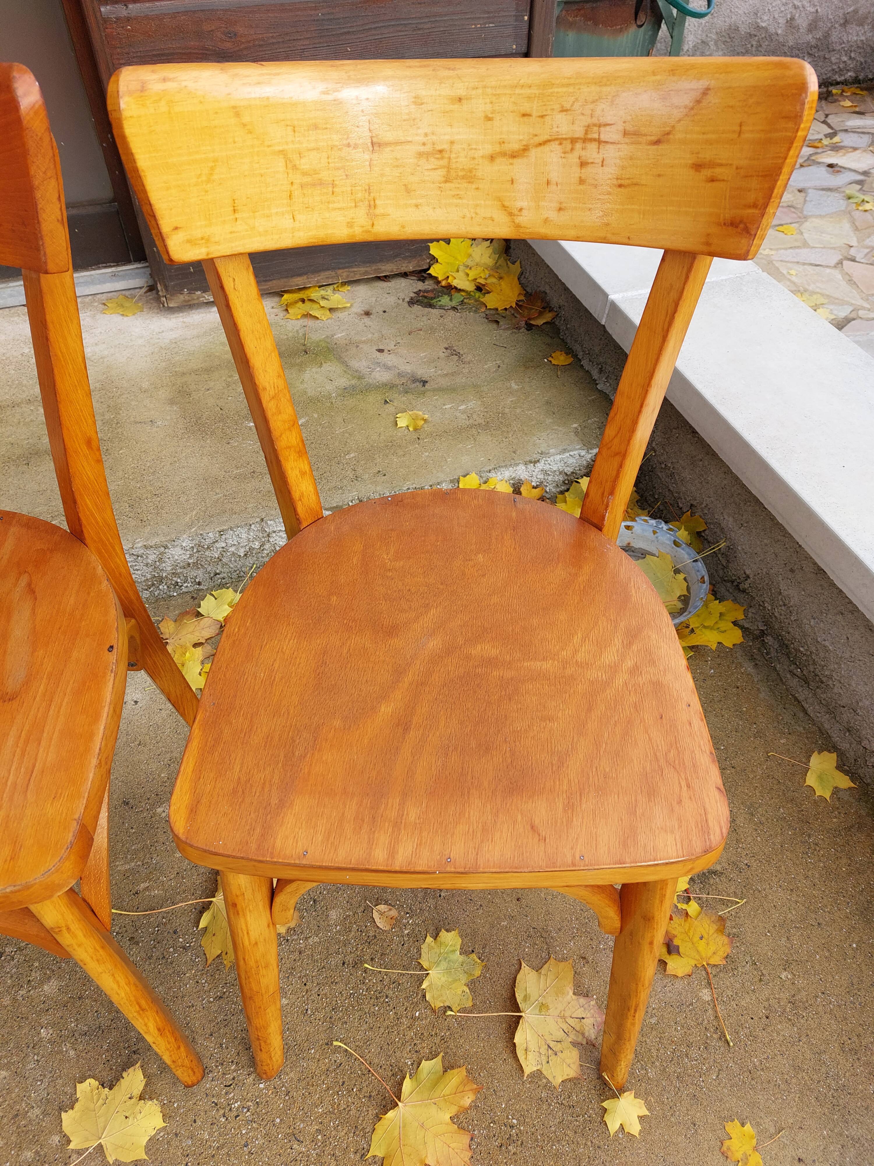 Set of bistro chairs, golden oak color