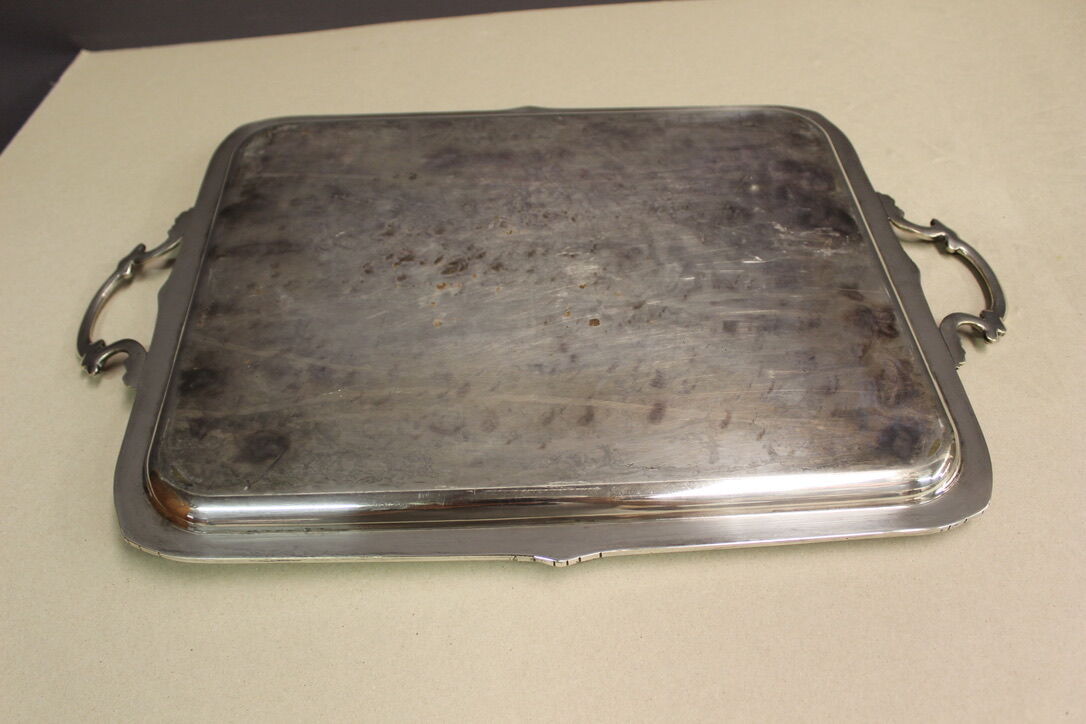 Louis XV style service tray in silver metal around 1900