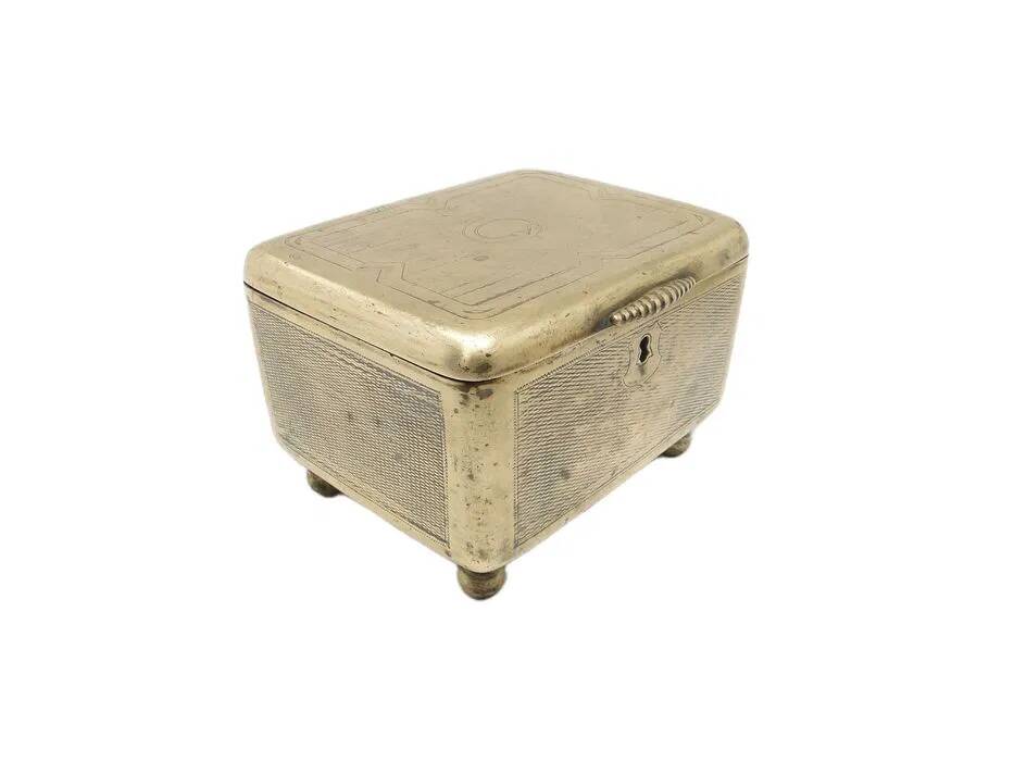 AAZ Art Deco Sugar Bowl, Silver-Plated Brass, Fraget, Poland, 1920s