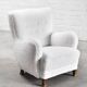 Fritz Hansen Model 1669 Lounge Chair In White Wool, Denmark 1940's