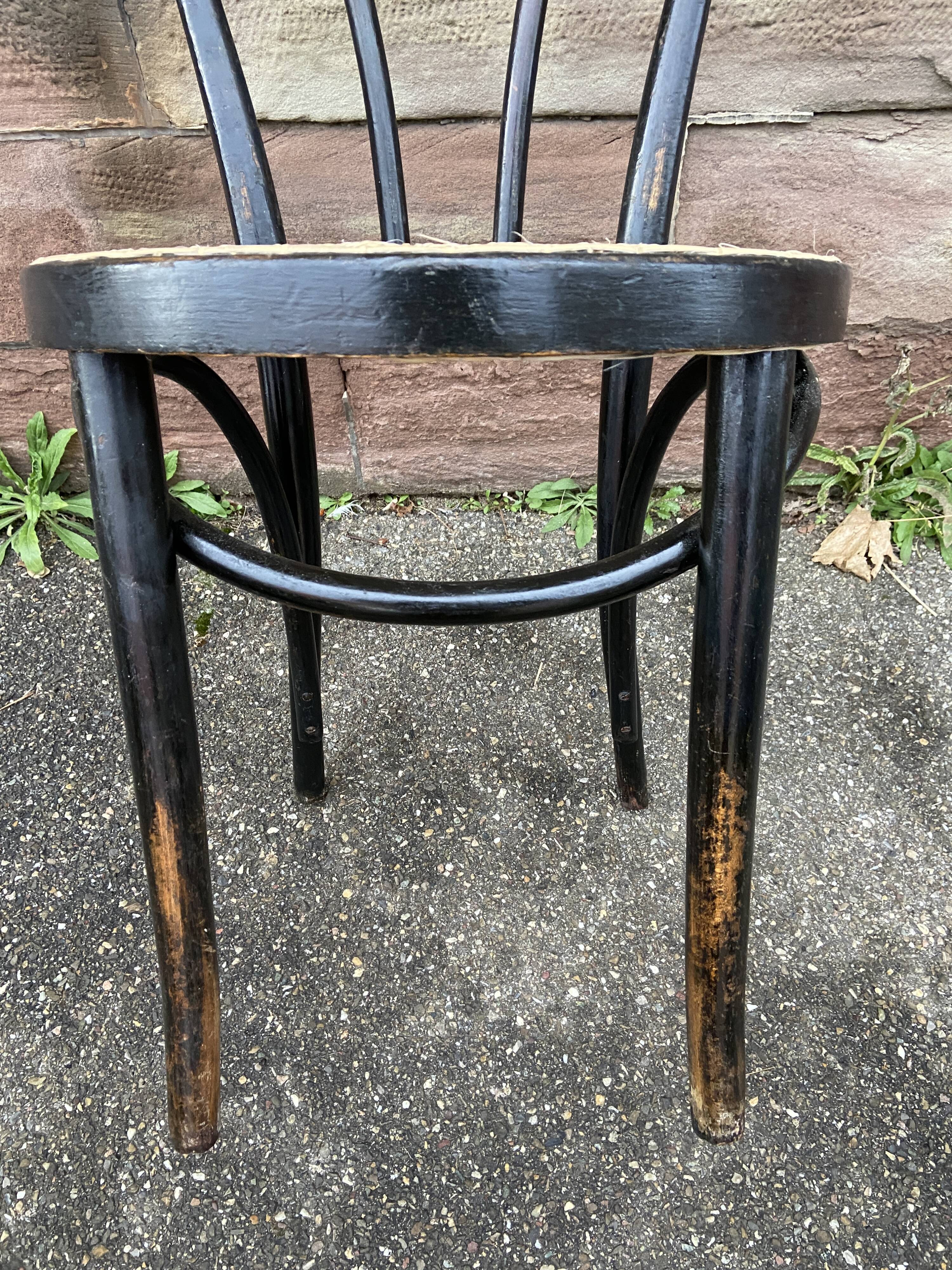4 Thonet style bistro chairs in blackened curved wood
