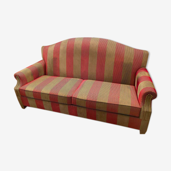 Canapé 3 places en tissu rouge et gris