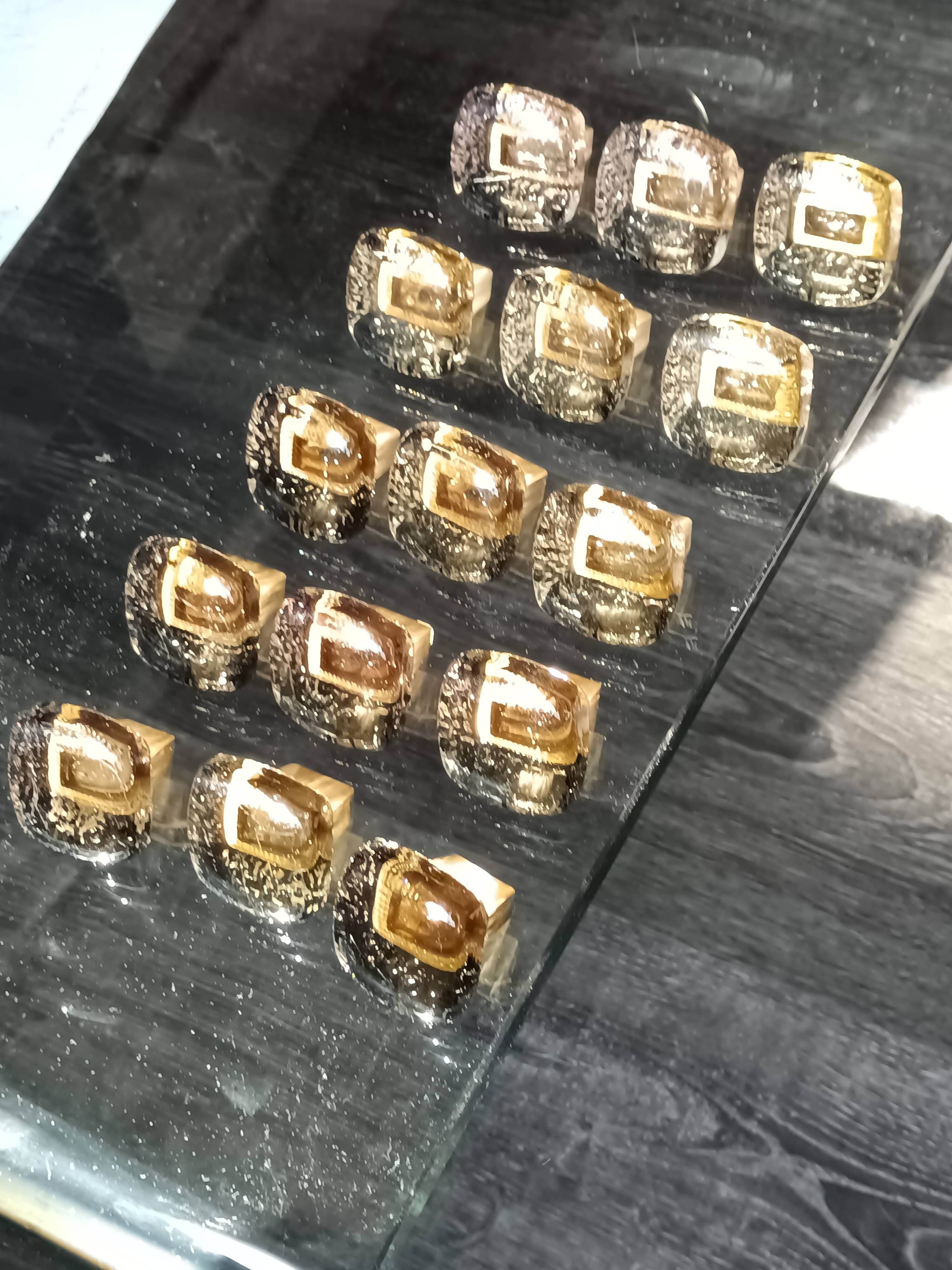 Pressed glass furniture knobs (set of 15)