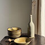 Set of 8 brown-rimmed stoneware deep plates Atelier Saint Simon D19.5