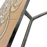 Vintage ceramic coffee table with a chrome frame.