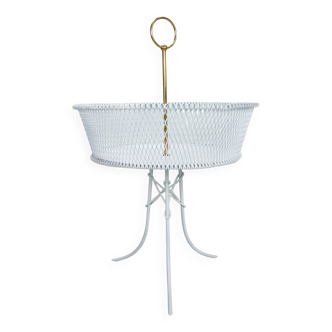 Vintage white metal and brass planter or basked, France 1960s