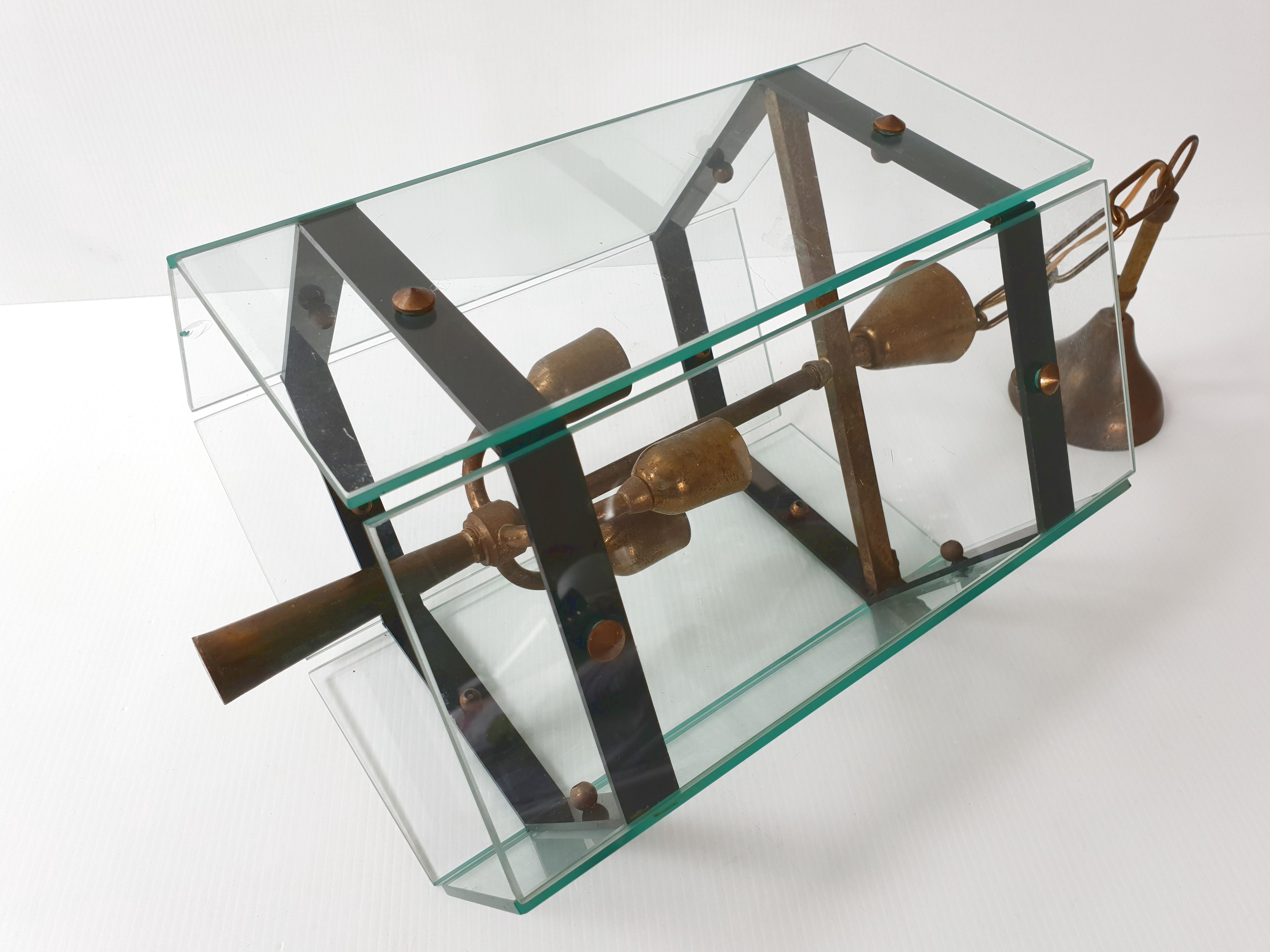 Brass lantern glass 1950