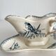 Antique iron earthenware sauceboat with flowers and birds "Malaga" Petrus Regout