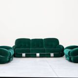 Living room, 2 armchairs and 3-seater sofa, OKAY model, Adriano Piazzesi, 1970