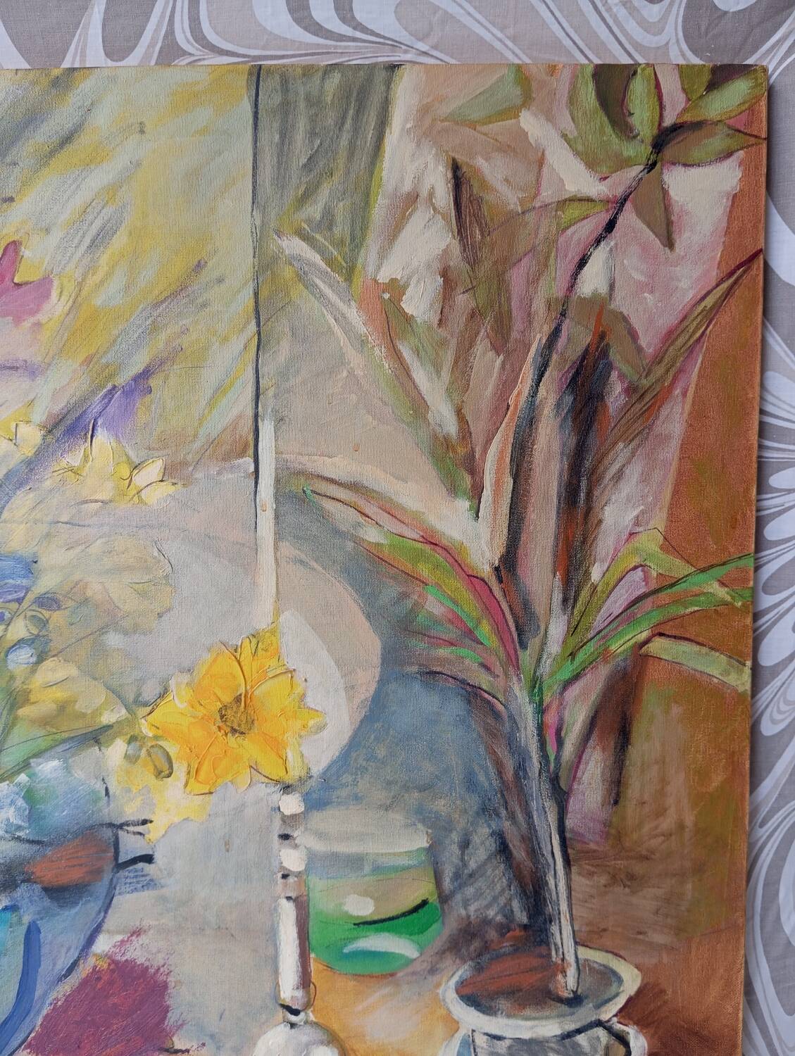 Contemporary floral composition signed