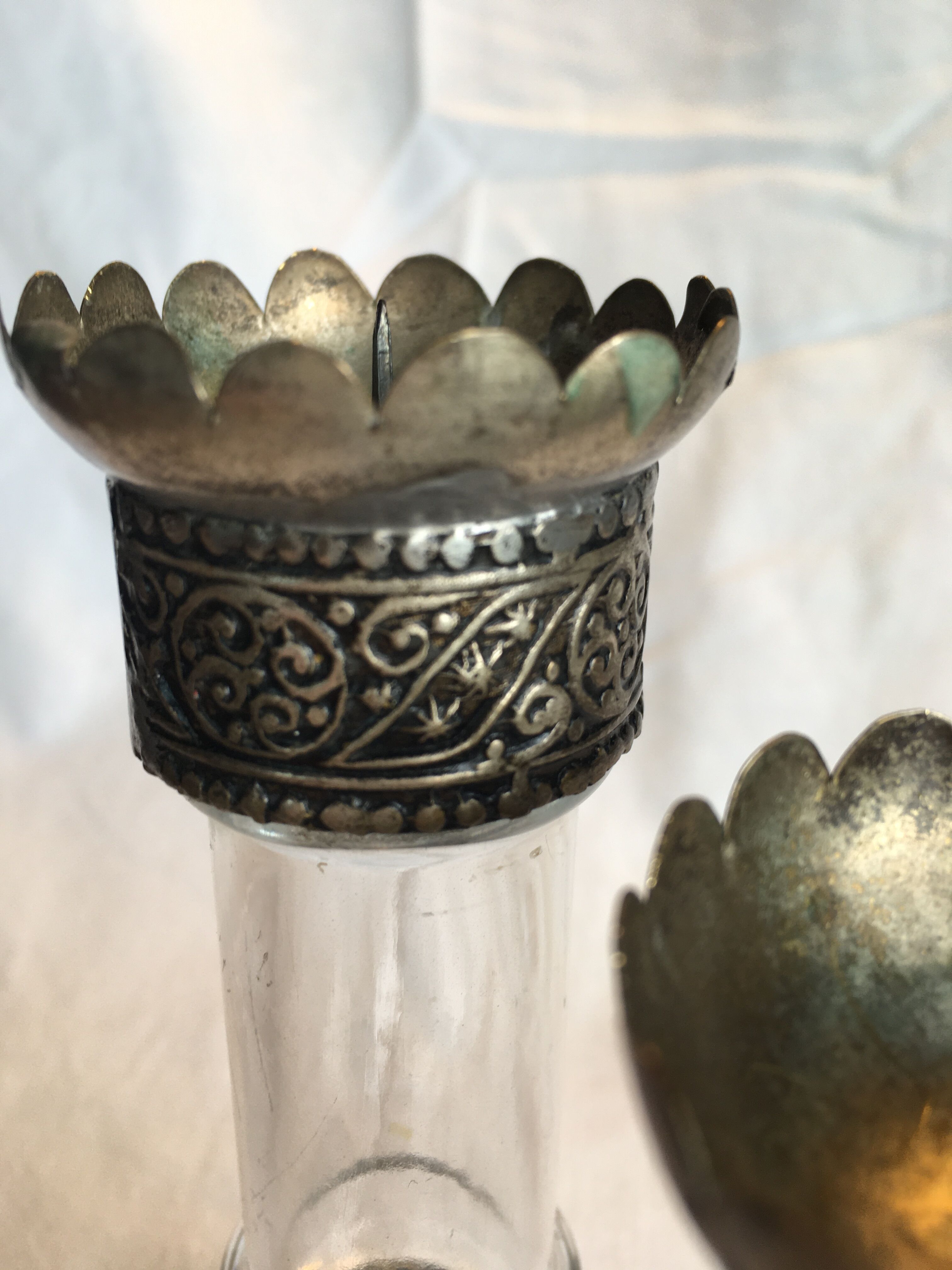 Brass and glass candle holders