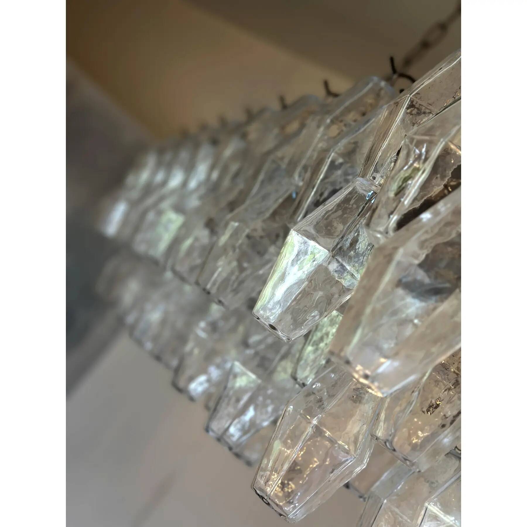 Contemporary Rectangular "Poliedro" Murano Glass Brunish Chandelier by Simo