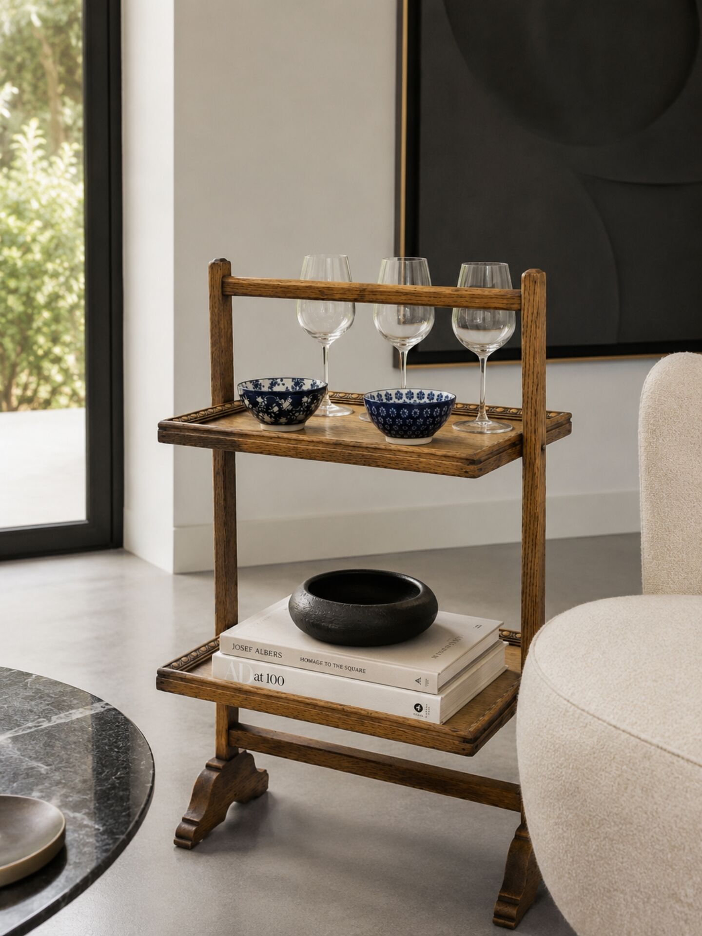 Silent servant, solid wood - Late 19th century - Minimalist side table