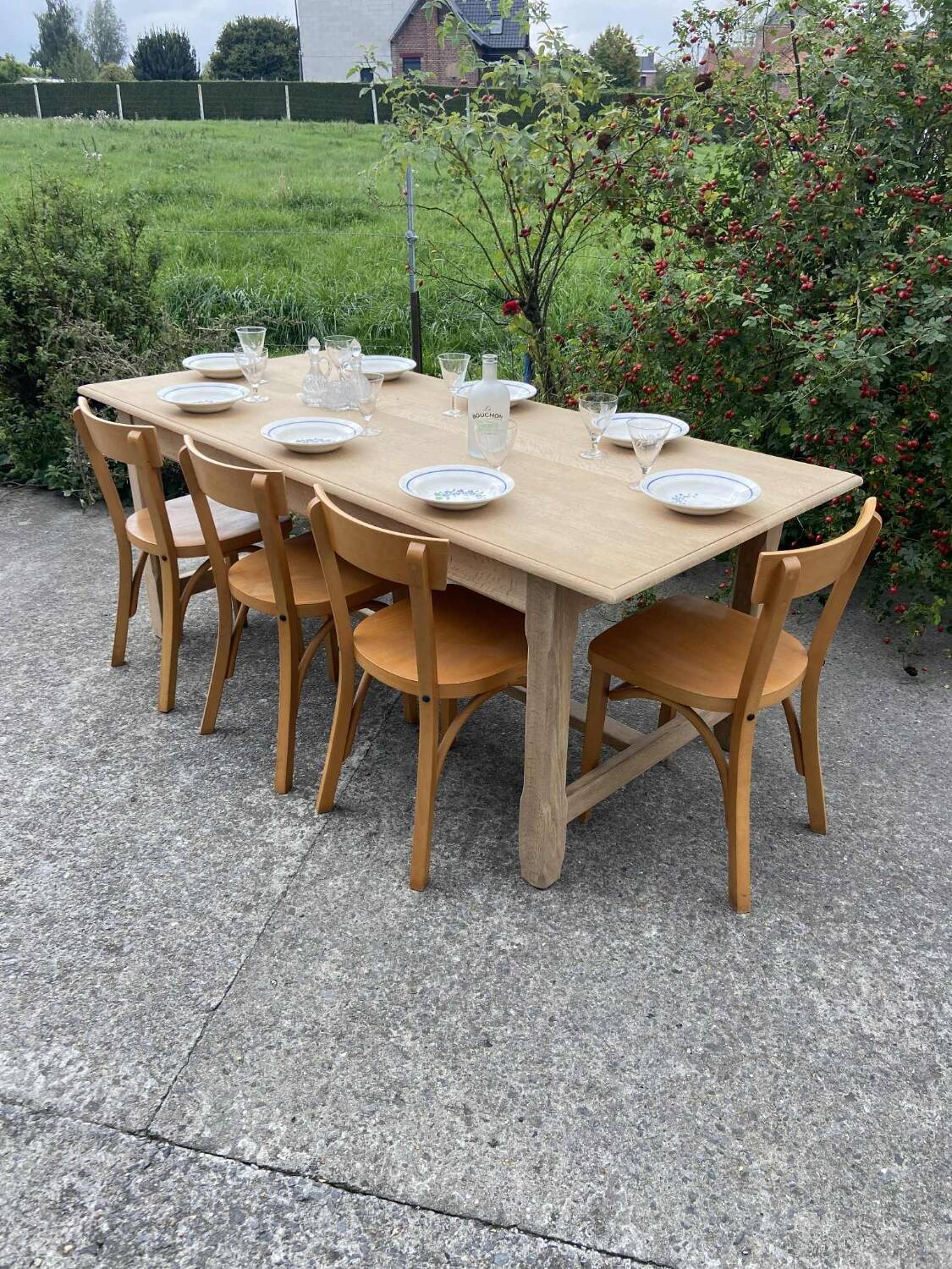 Raw wood dining table