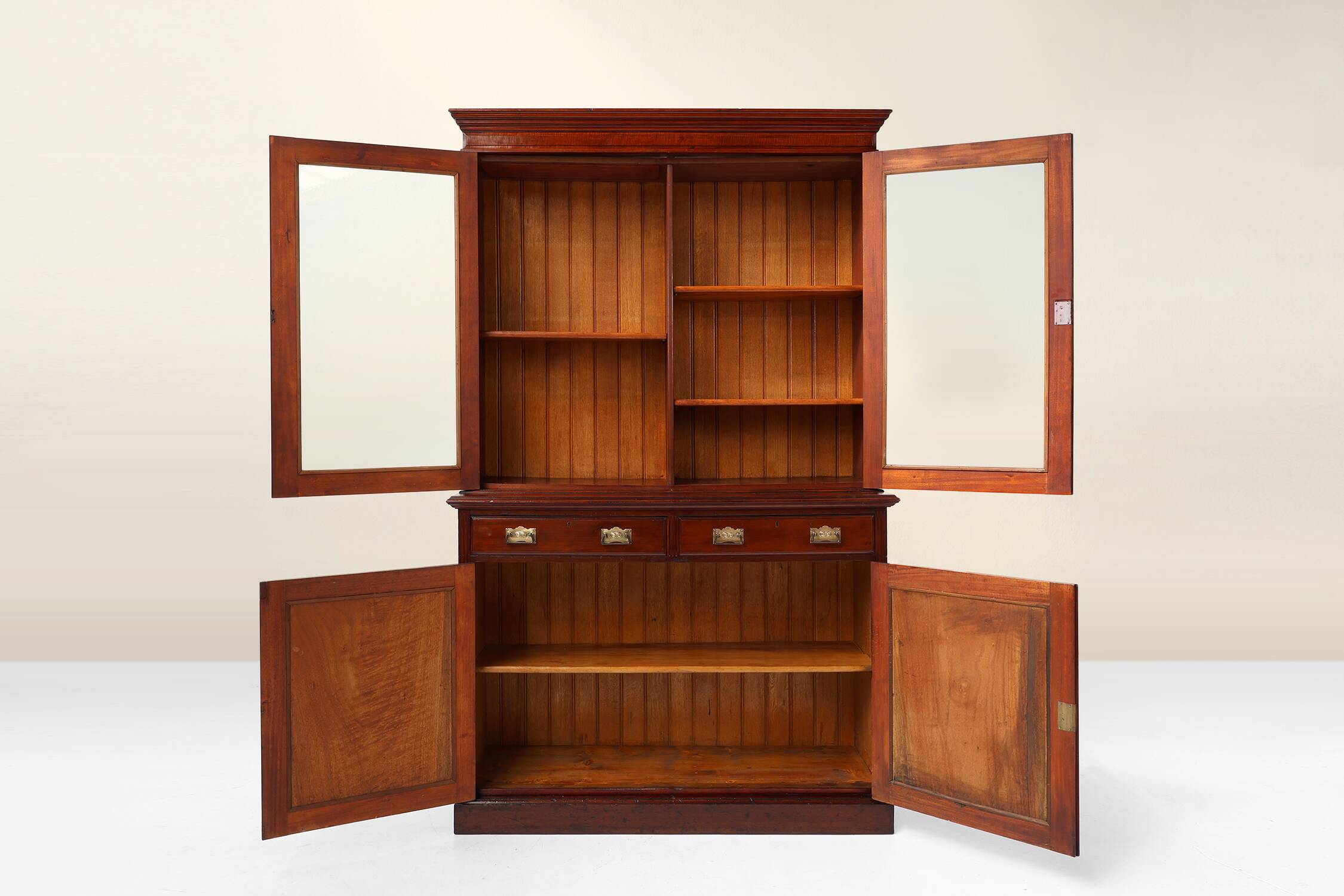 Art Nouveau Display Cabinet or Bookcase in oak with carvings and glass door