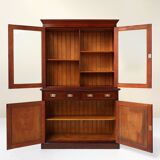 Art Nouveau Display Cabinet or Bookcase in oak with carvings and glass door