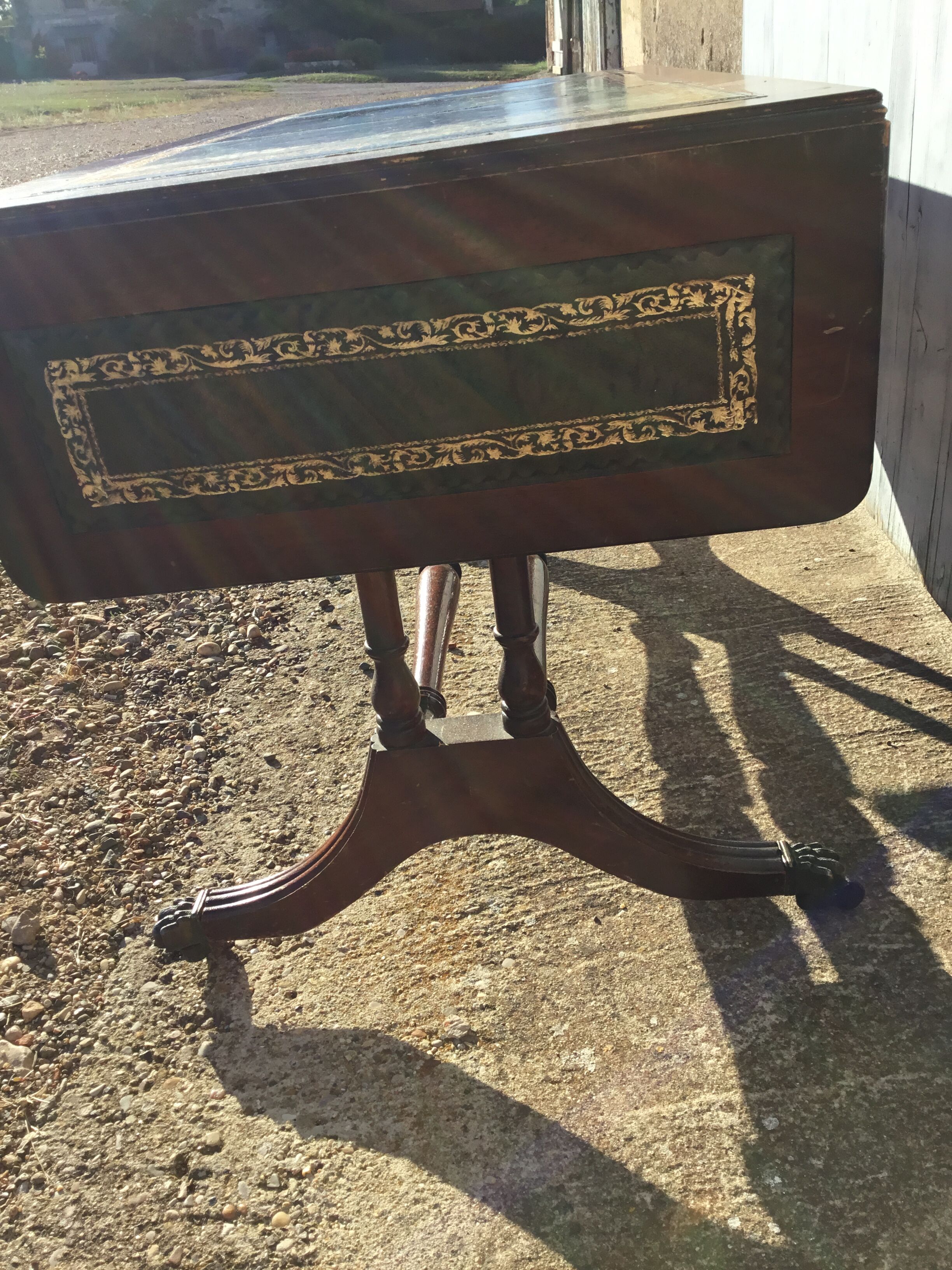 Coffee table on leather