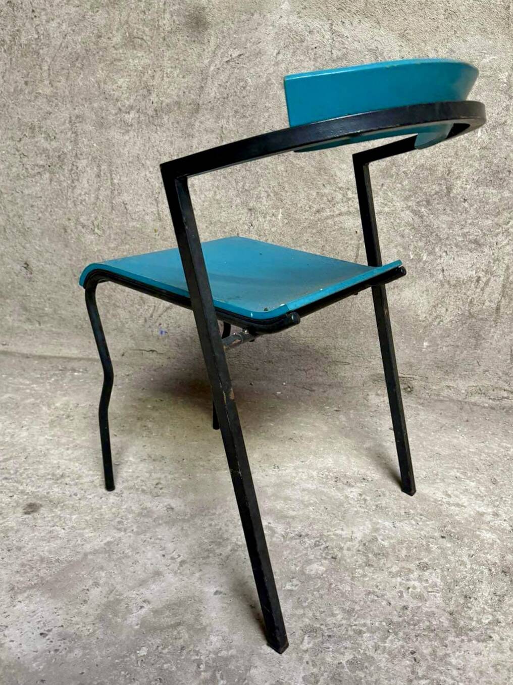 Set of 12 vintage blue bistro chairs