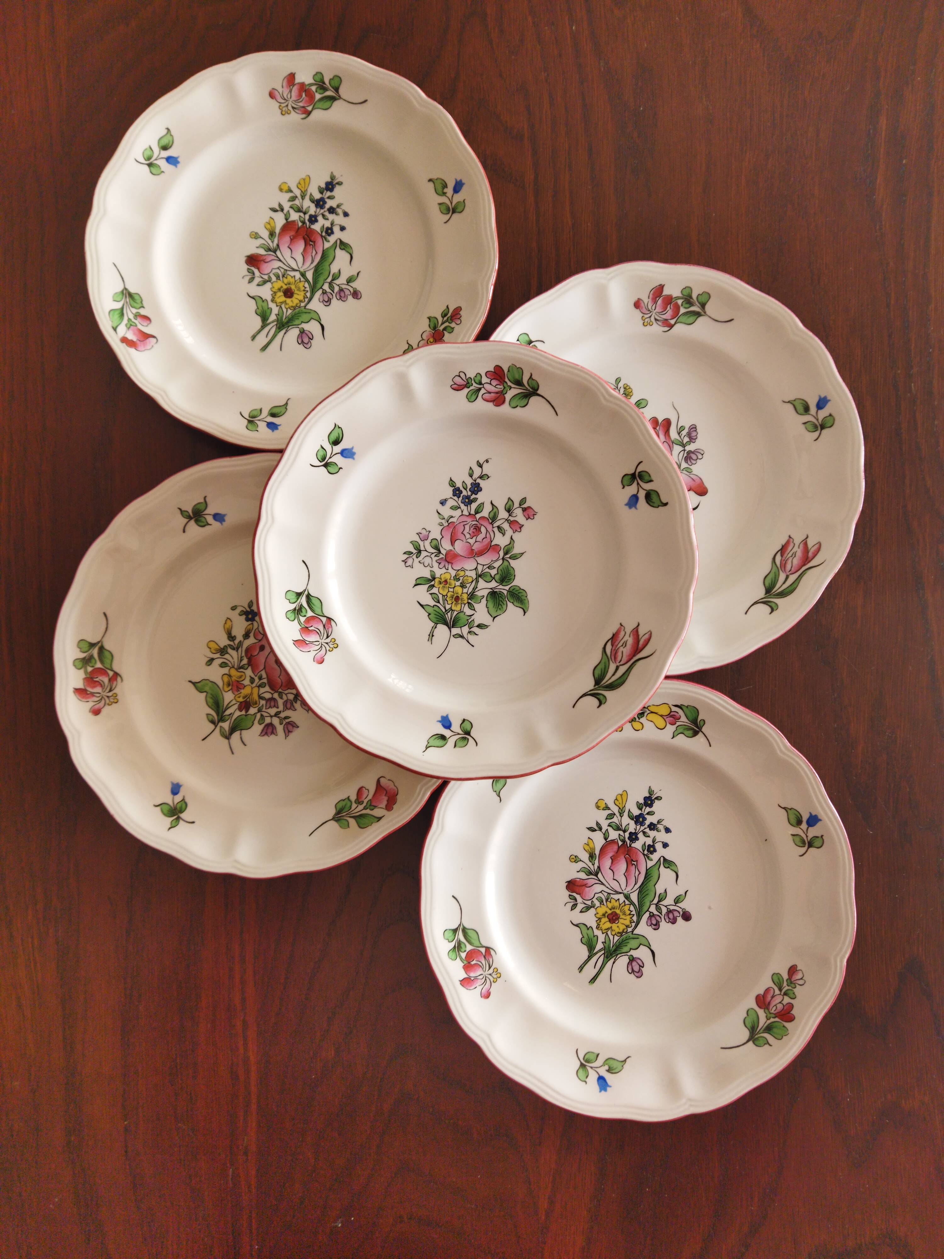 5 assiettes à cake "Réverbère fin" KG Lunéville