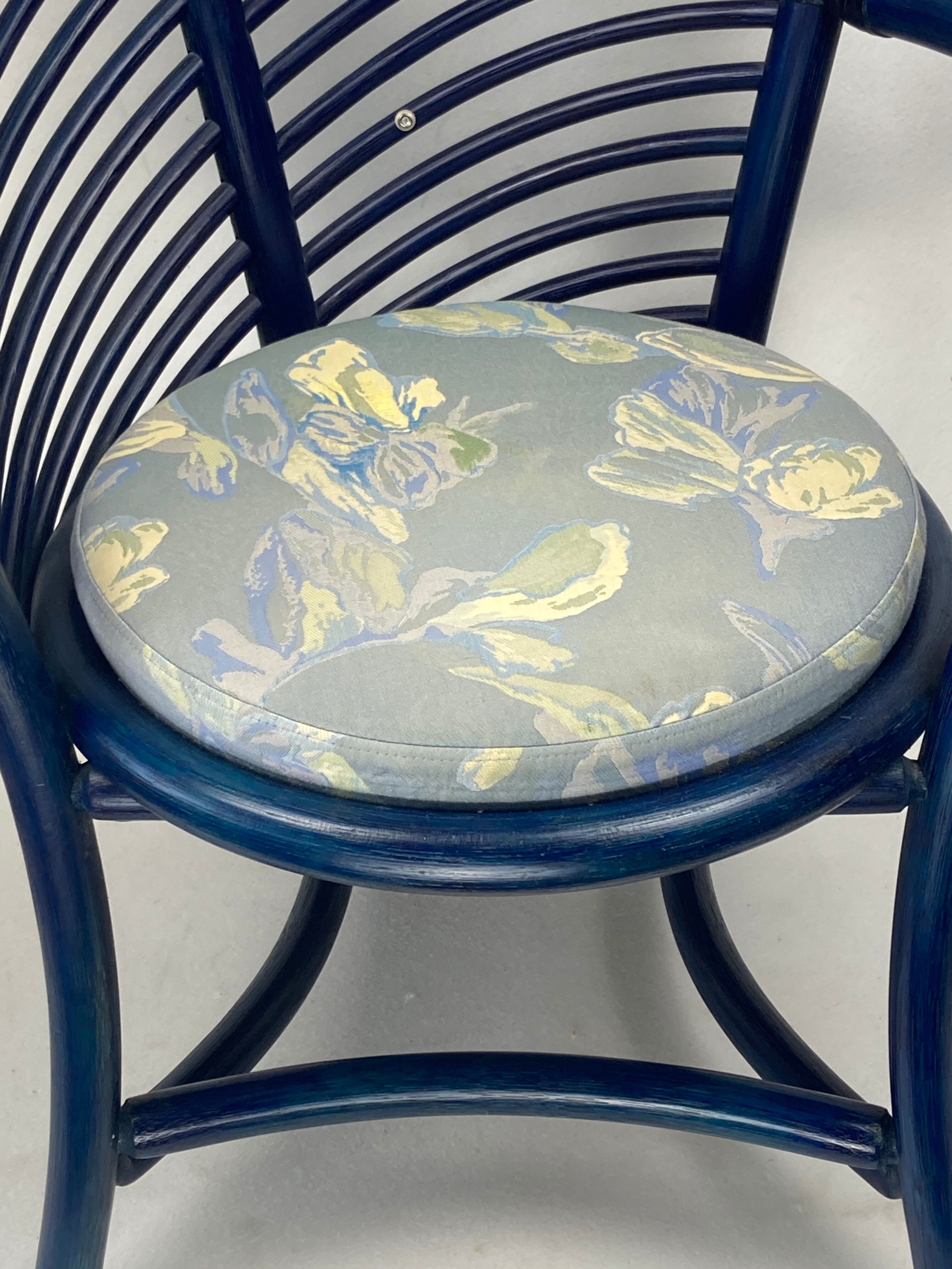 Set of 4 sculptural rattan bamboo dining chairs, Flechtatelier Schütz, Germany 1980s