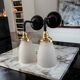 Pair of glass and ceramic wall lights
