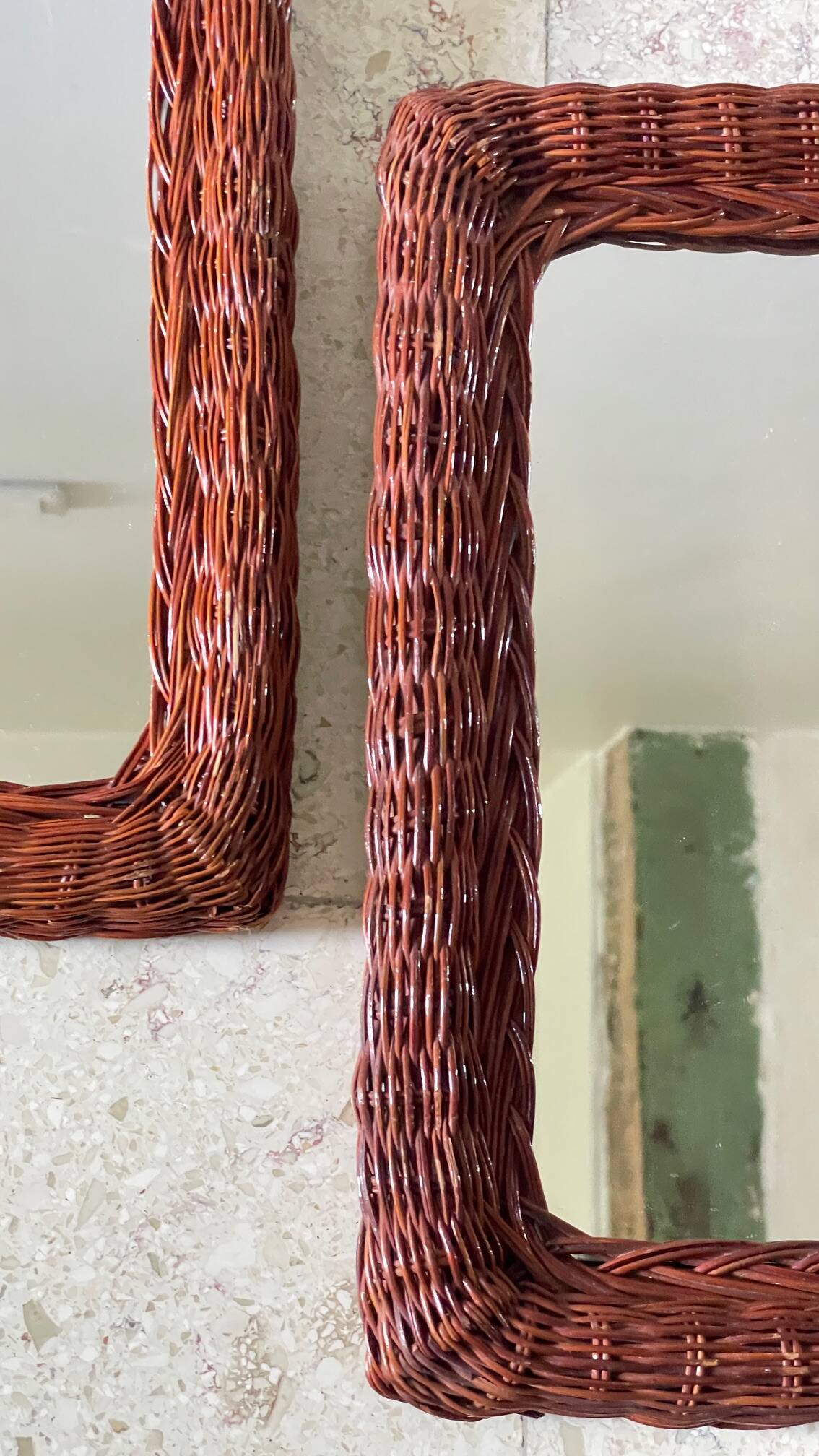 Pair of VINTAGE Rattan MIRRORS