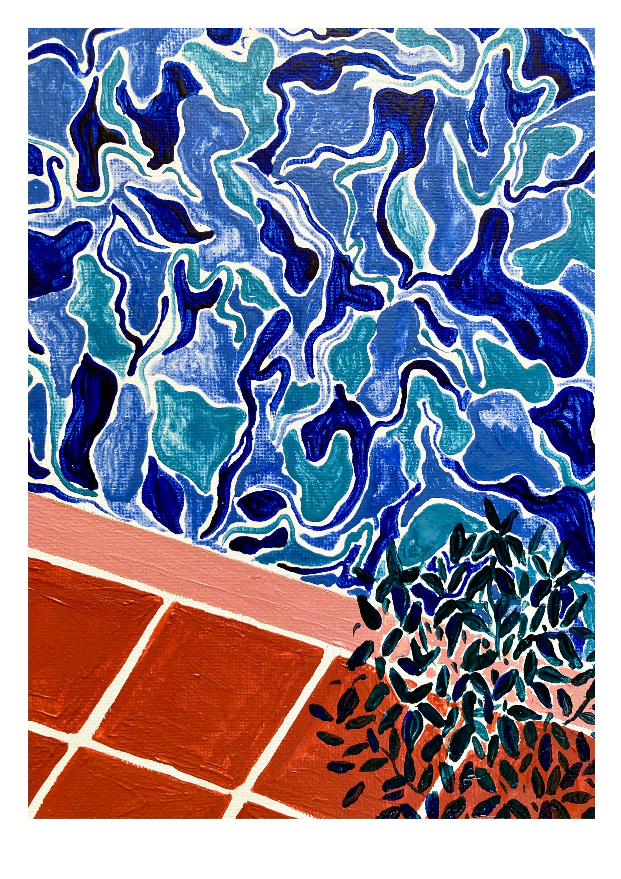Pool with plant print