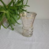 Flared glass vase with gold trim