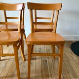 set of 4 Thonet bistro chairs in curved wood honey Mid-Century 50s
