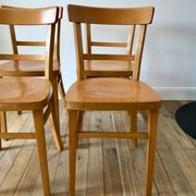 set of 4 Thonet bistro chairs in curved wood honey Mid-Century 50s