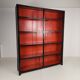 Antique Chinese Display Cabinet / Open Bookcase with Red Lacquer Interior