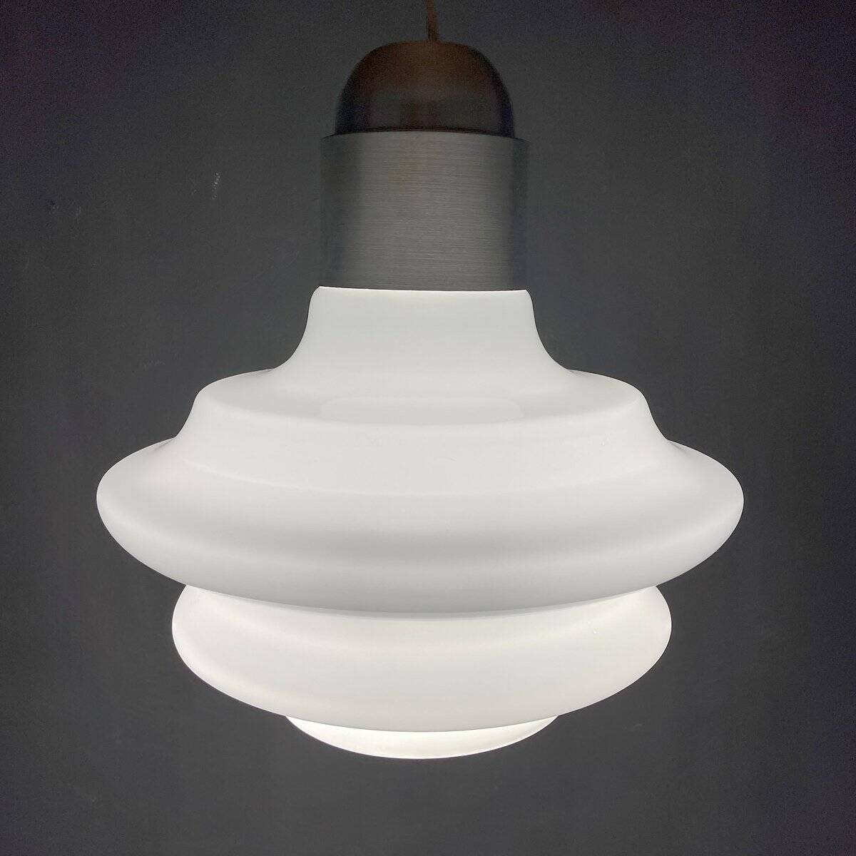 Large opaline glass pendant lamp, mid-century, Italy, 1960s.