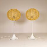 Pair of Bergboms B-024 mid-century modern table lamps, 1960s, Sweden.