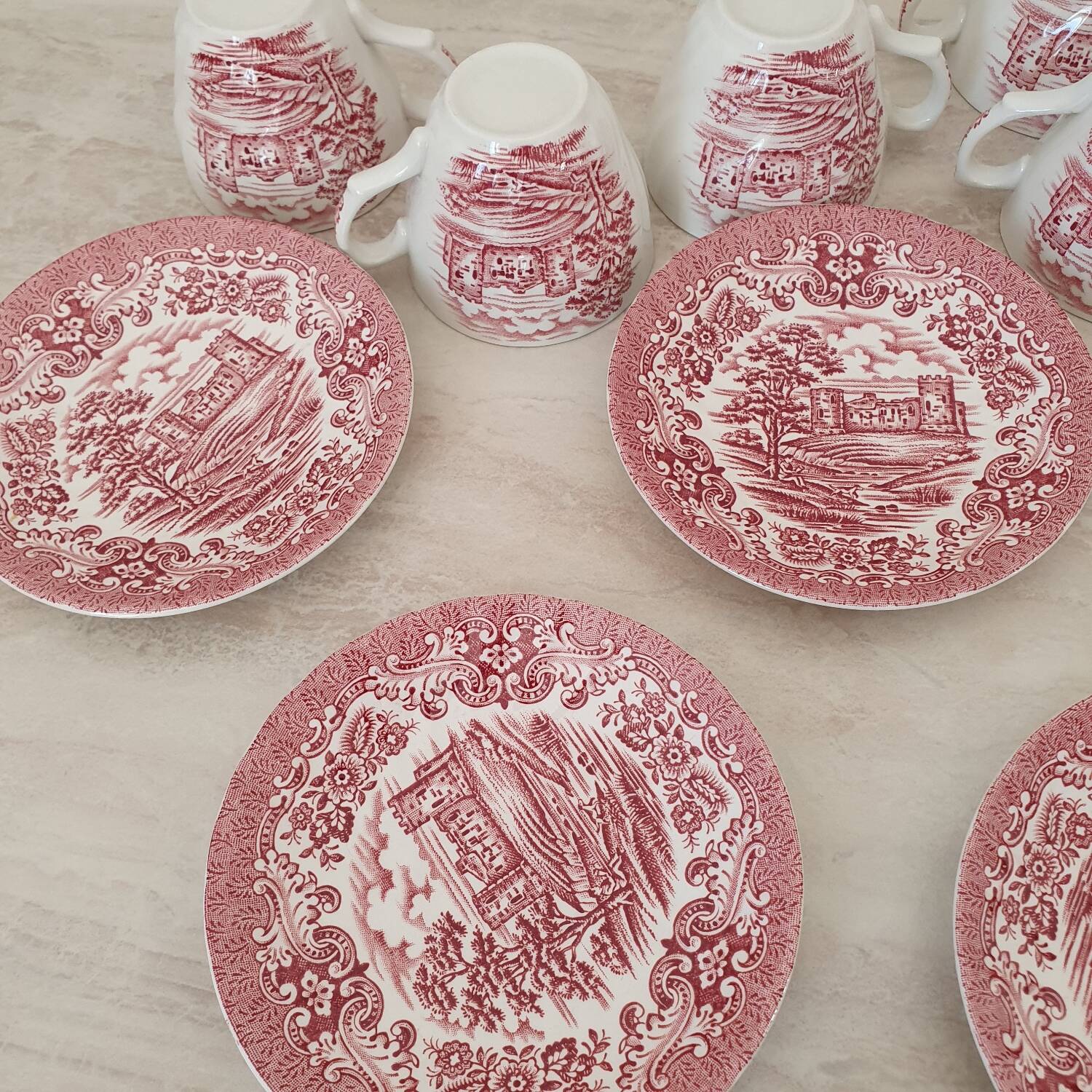 Tasses et sous-tasses Ironstone / service café thé Anglais "Olde Count